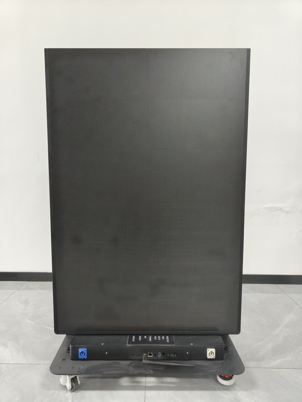 Foldable outdoor LED poster folded for transport