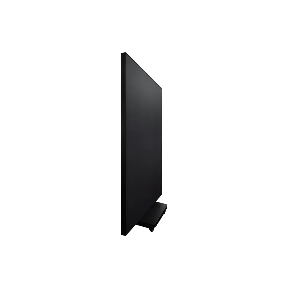 Indoor tri-fold LED poster 1280×1920, three-quarter view, on caster base